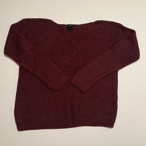 Ann Taylor Factory Baggy Knitted Crew Neck Sweater Maroon